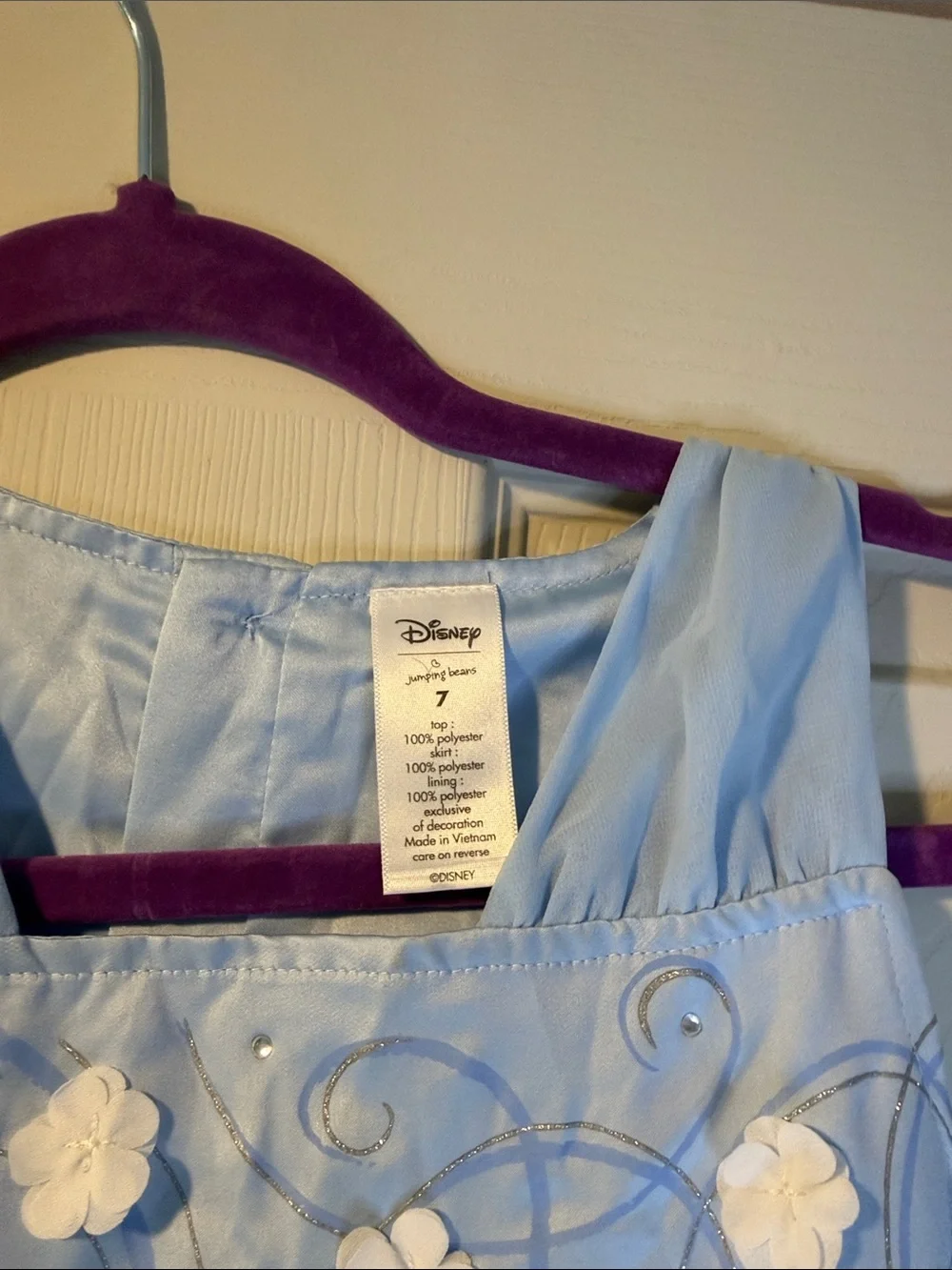 Disney Jumping Beans Princess Dress Girls Size 7 Blue Tulle Floral Cinderella